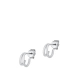 Women's Sterling Silver Dangle Double Hoop Earrings Polished Pushback 925 New