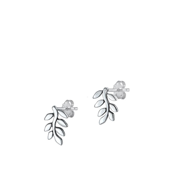 Sterling Silver Unique Climbing Leaf Branch Plant Fashion Earrings 925 New