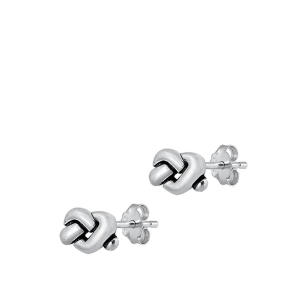 Sterling Silver Beautiful Oxidized Heart Knot Fashion Earrings 925 New