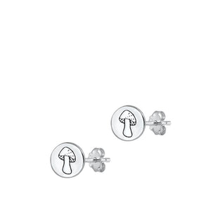 Sterling Silver Fashion Simple Cute Mushroom Toadstool Polished Earrings 925 New
