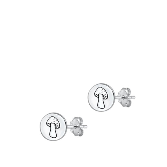 Sterling Silver Fashion Simple Cute Mushroom Toadstool Polished Earrings 925 New