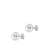 Sterling Silver Fashion Simple Cute Mushroom Toadstool Polished Earrings 925 New