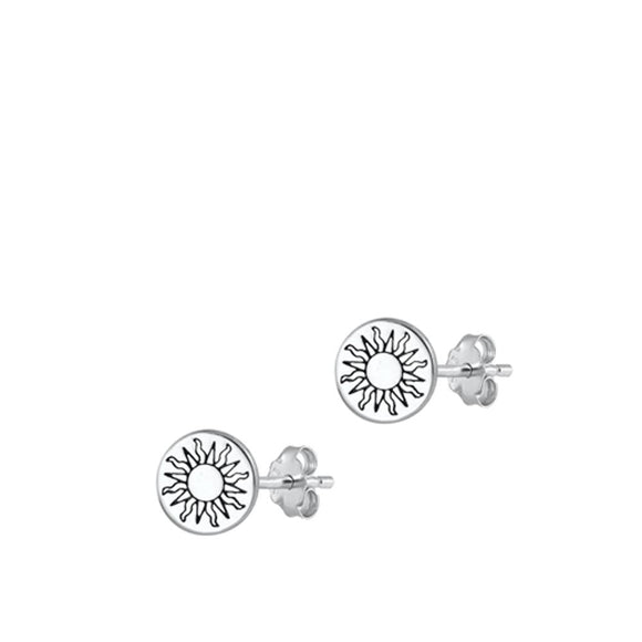 Sterling Silver Fashion Cute Oxidized High Polished Sun Earrings .925 New