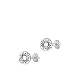 Sterling Silver Fashion Cute Oxidized High Polished Sun Earrings .925 New