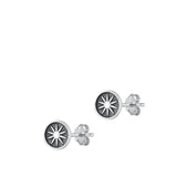 Sterling Silver Beautiful Oxidized Sun High Polished Fashion Earrings 925 New