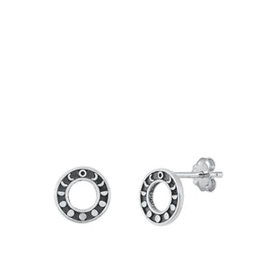 Sterling Silver Cute Oxidized Moon Phase High Polished Earrings 925 New