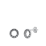 Sterling Silver Cute Oxidized Moon Phase High Polished Earrings 925 New