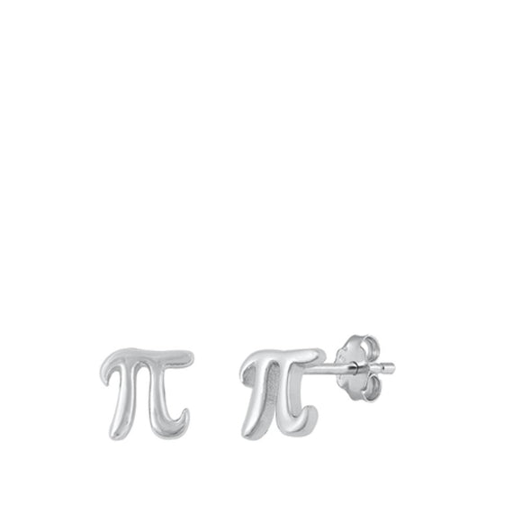 Sterling Silver High Polished Math Symbol Pi Earrings 925 New