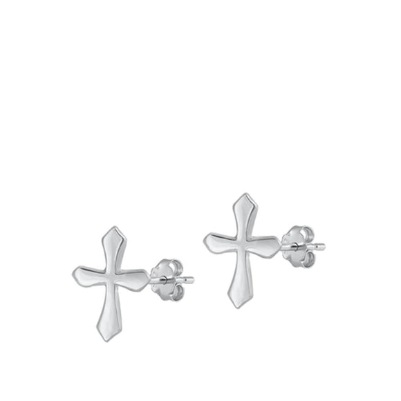 Oxidized Sterling Silver Stud Earrings Christian Cross Post High Polish 925 New