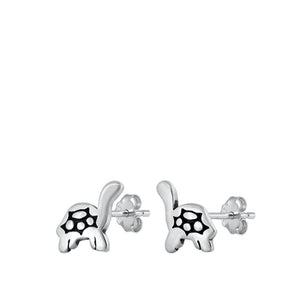 Sterling Silver Cute Oxidized Turtle Fashion Stud Earrings 925 New