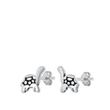 Sterling Silver Cute Oxidized Turtle Fashion Stud Earrings 925 New