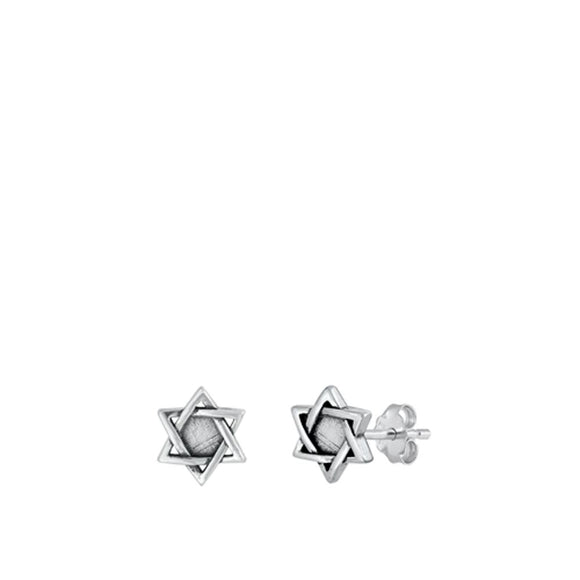 Oxidized Sterling Silver Jewish Star Of David Stud Earrings 925 New