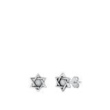 Oxidized Sterling Silver Jewish Star Of David Stud Earrings 925 New