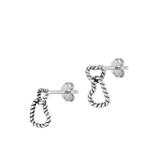 Sterling Silver Unique Rope Promise Heart Oxidized High Polished Earrings 925