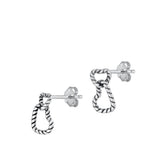 Sterling Silver Unique Rope Promise Heart Oxidized High Polished Earrings 925