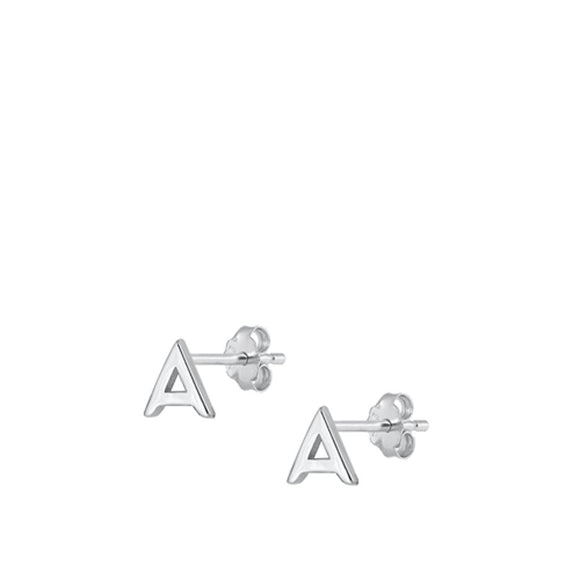 Sterling Silver High Polished Initial A Stud Letter Earrings 925 New