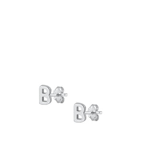 Sterling Silver High Polished Initial B Stud Letter Earrings 925 New