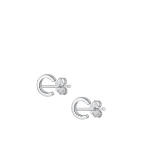 Sterling Silver High Polished Initial C Stud Letter Earrings 925 New