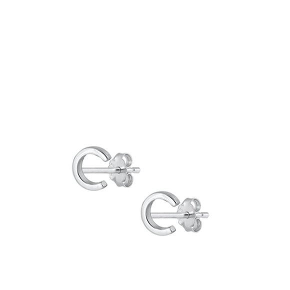 Sterling Silver High Polished Initial C Stud Letter Earrings 925 New