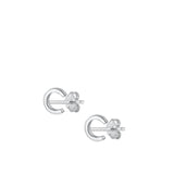 Sterling Silver High Polished Initial C Stud Letter Earrings 925 New