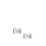 Sterling Silver High Polished Initial D Stud Letter Earrings 925 New