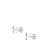 Sterling Silver High Polished Initial H Stud Letter Earrings 925 New