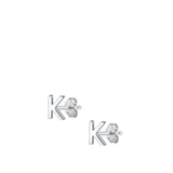 Sterling Silver High Polished Initial K Stud Letter Earrings 925 New