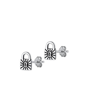 Sterling Silver Classic Keyhole Locket Padlock High Polished Earrings 925 New