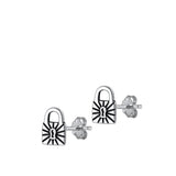 Sterling Silver Classic Keyhole Locket Padlock High Polished Earrings 925 New