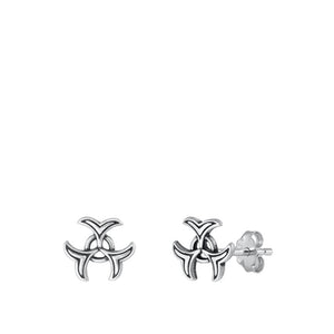 Sterling Silver Unique Oxidized Celtic Symbol High Polished Earrings 925 New