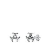 Sterling Silver Unique Oxidized Celtic Symbol High Polished Earrings 925 New