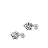 Sterling Silver Unique Oxidized Spiderweb High Polished Earrings 925 New