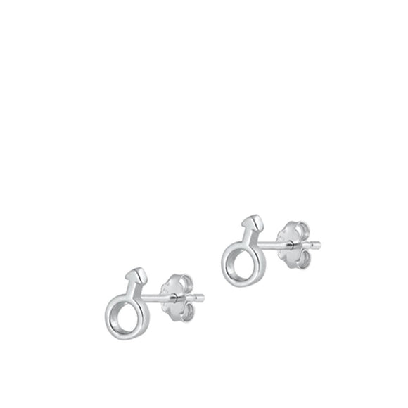 Sterling Silver High Polished Male Boy Man Sperm Symbol Earrings 925 New