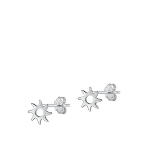 Sterling Silver Beautiful High Polished Sun Stud Earrings .925 New