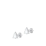Sterling Silver High Polished Christmas Pine Tree Earrings .925 New