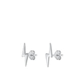 Sterling Silver High Polished Lightning Bolt Thunderstorm Earrings 925 New