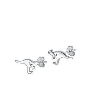 Sterling Silver Classic Cute Kangaroo Aussie Animal High Polished Earrings 925