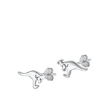 Sterling Silver Classic Cute Kangaroo Aussie Animal High Polished Earrings 925