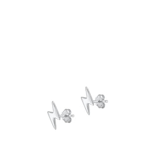 Sterling Silver Fashion High Polished Lightning Bolt Earrings 925 New