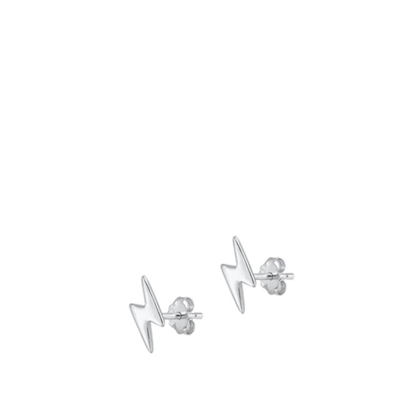 Sterling Silver Fashion High Polished Lightning Bolt Earrings 925 New