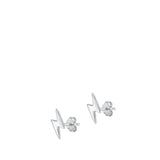 Sterling Silver Fashion High Polished Lightning Bolt Earrings 925 New