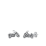 Sterling Silver Cute Oxidized Motorcycle High Polished Biker Earrings .925 New