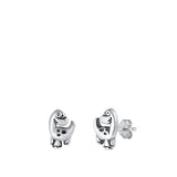Sterling Silver Fashion Cute Dinosaur Animal High Polished Oxidized Earrings 925