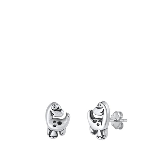 Sterling Silver Fashion Cute Dinosaur Animal High Polished Oxidized Earrings 925