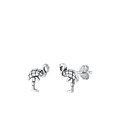Sterling Silver Beautiful Cute Standing Flamingo Bird Oxidized Earrings 925 New
