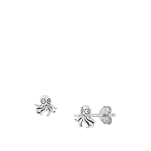 Sterling Silver Unique Octopus Earrings Ocean Marine Life Fashion Studs 925 New