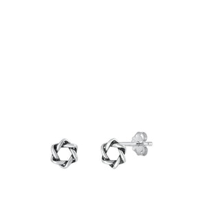 Sterling Silver Wholesale Jewish Star of David High Polished Oxidized Earrings