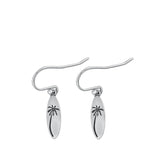 Sterling Silver Cute Palm Tree Surfboard High Polished Beach Earrings .925 New