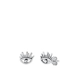 Sterling Silver Beautiful High Polished Oxidized Stud Fashion Earrings 925 New