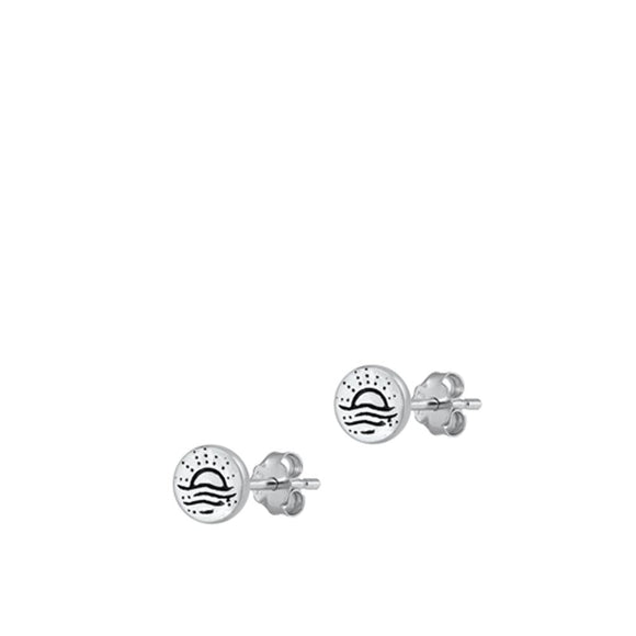 Sterling Silver Classic Beach Sunset High Polished Fashion Earrings .925 New